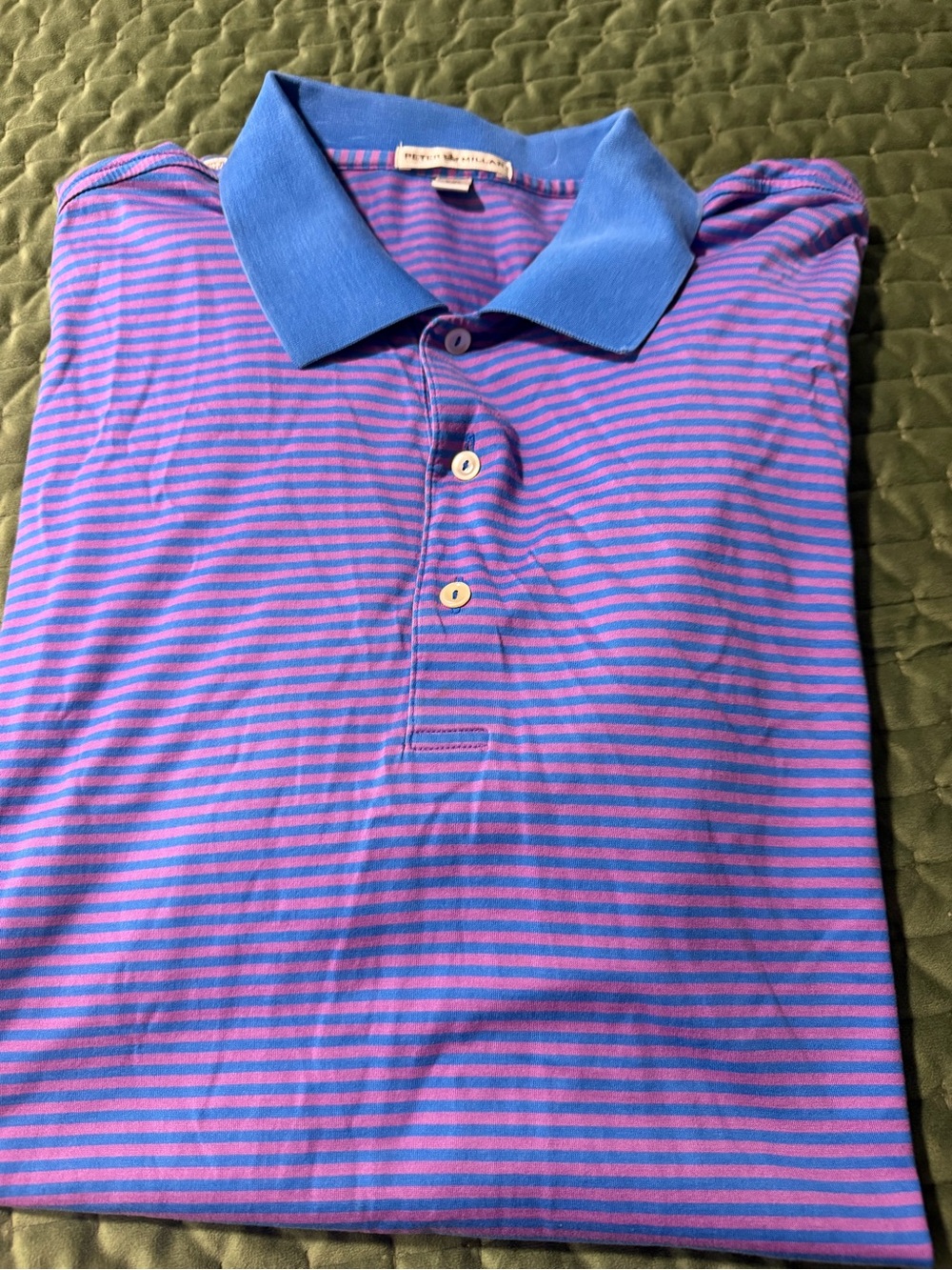 Peter Millar purple and blue striped polo short sleeve shirt size XXL